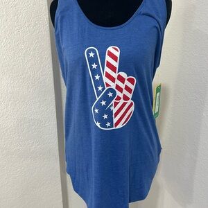 Tipsy Elves Blue Patriotic Peace Tank Top